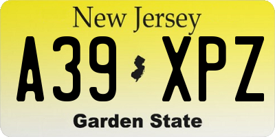 NJ license plate A39XPZ
