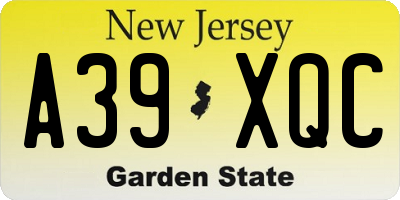 NJ license plate A39XQC