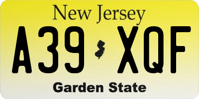 NJ license plate A39XQF