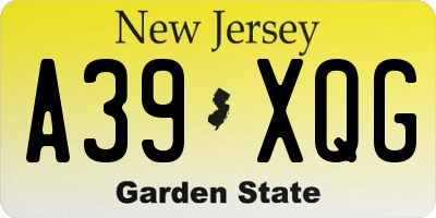 NJ license plate A39XQG