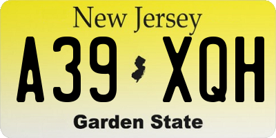 NJ license plate A39XQH