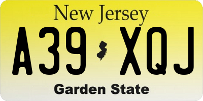NJ license plate A39XQJ