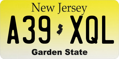 NJ license plate A39XQL