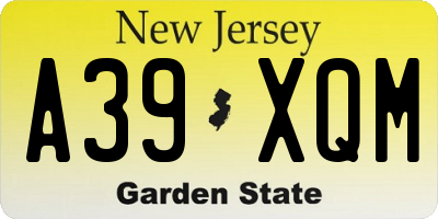 NJ license plate A39XQM