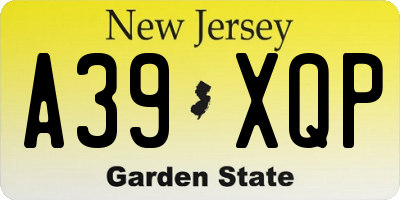 NJ license plate A39XQP