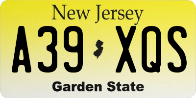 NJ license plate A39XQS