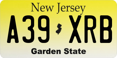 NJ license plate A39XRB