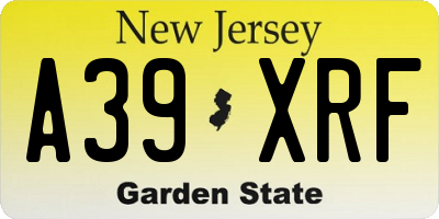 NJ license plate A39XRF