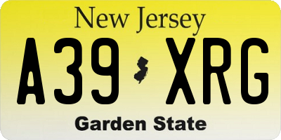 NJ license plate A39XRG