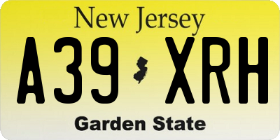NJ license plate A39XRH