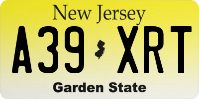 NJ license plate A39XRT