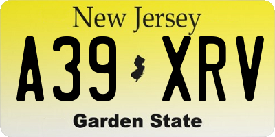 NJ license plate A39XRV