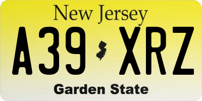 NJ license plate A39XRZ