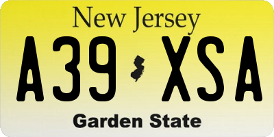 NJ license plate A39XSA