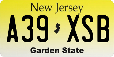 NJ license plate A39XSB