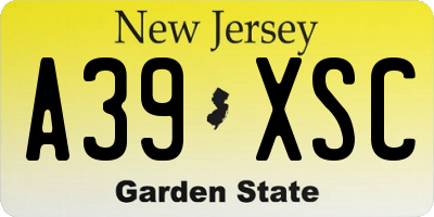 NJ license plate A39XSC