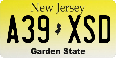 NJ license plate A39XSD
