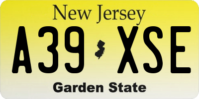 NJ license plate A39XSE