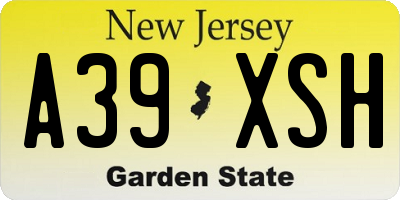 NJ license plate A39XSH