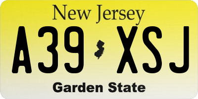 NJ license plate A39XSJ
