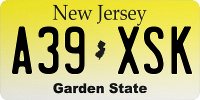 NJ license plate A39XSK