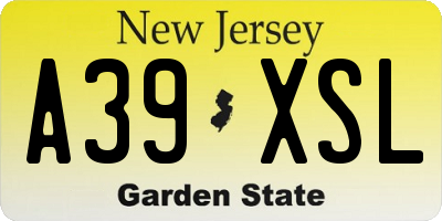 NJ license plate A39XSL