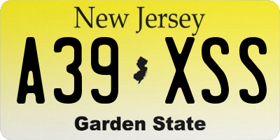 NJ license plate A39XSS
