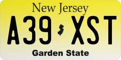 NJ license plate A39XST