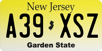 NJ license plate A39XSZ