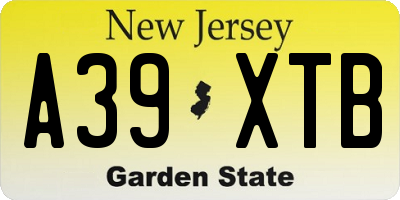 NJ license plate A39XTB