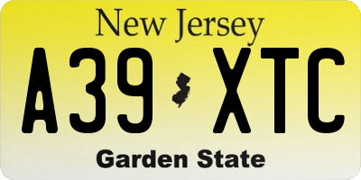 NJ license plate A39XTC