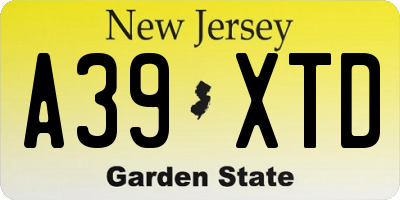 NJ license plate A39XTD