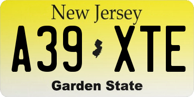 NJ license plate A39XTE