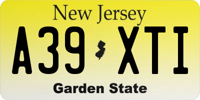 NJ license plate A39XTI