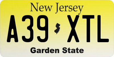 NJ license plate A39XTL