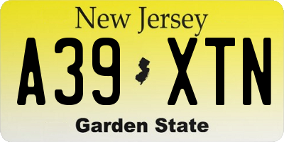 NJ license plate A39XTN