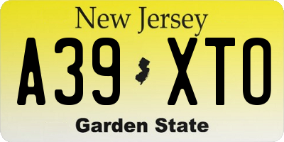 NJ license plate A39XTO