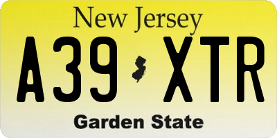 NJ license plate A39XTR