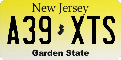NJ license plate A39XTS