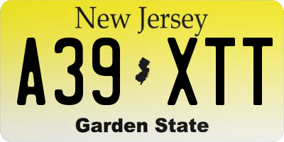 NJ license plate A39XTT