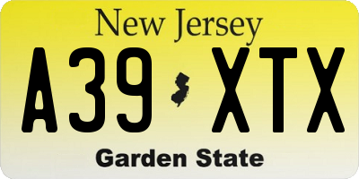 NJ license plate A39XTX