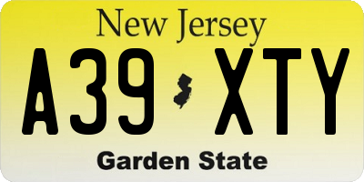 NJ license plate A39XTY