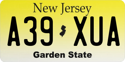 NJ license plate A39XUA