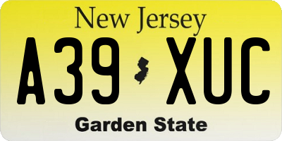 NJ license plate A39XUC