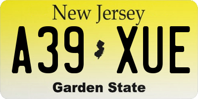 NJ license plate A39XUE