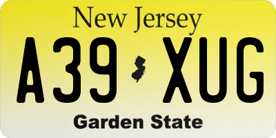 NJ license plate A39XUG