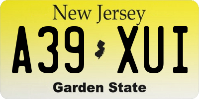 NJ license plate A39XUI