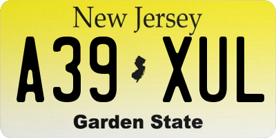 NJ license plate A39XUL