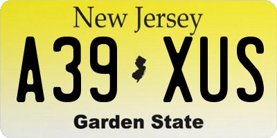 NJ license plate A39XUS