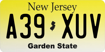 NJ license plate A39XUV